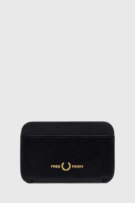 Fred Perry leather card holder Burnished Leather Cardholder black color L4334.102