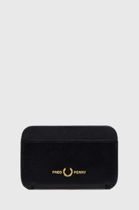 Fred Perry leather card holder Burnished Leather Cardholder black color L4334.102