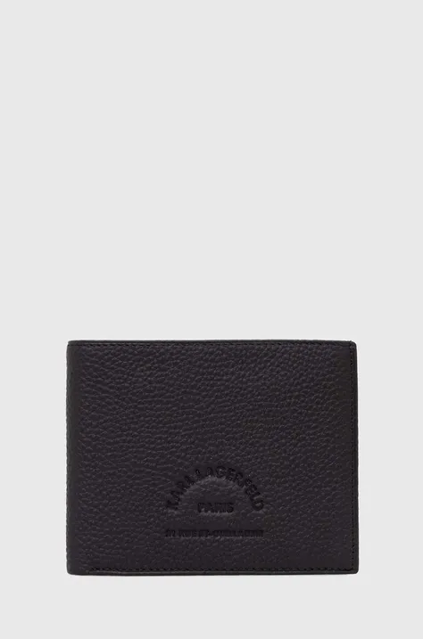 Шкіряний гаманець Karl Lagerfeld чоловічий колір чорний 542451.815422