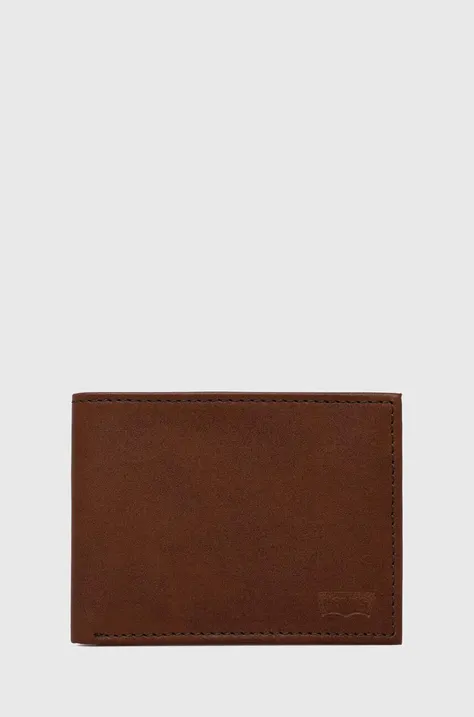 Levi's portfel skórzany kolor brązowy