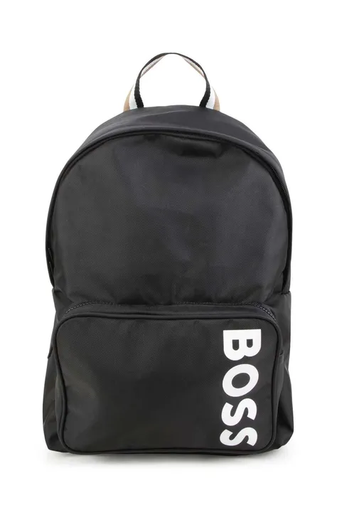 BOSS plecak dziecięcy kolor czarny duży z nadrukiem