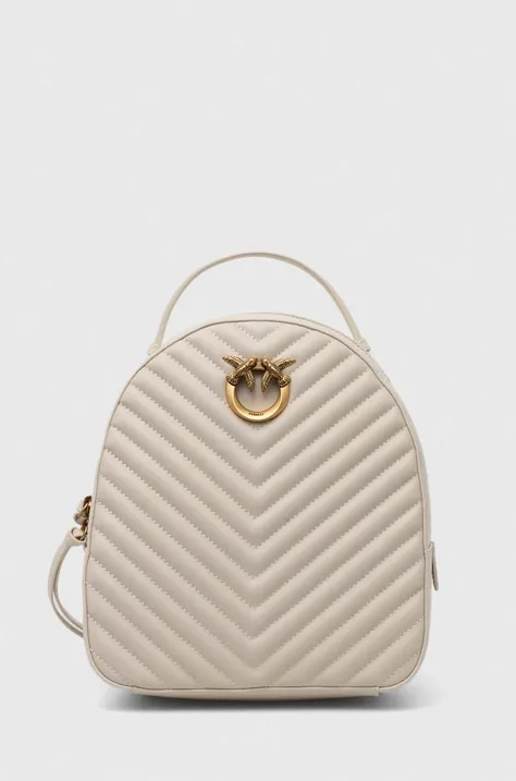 Кожаный рюкзак Pinko женский цвет белый маленький с аппликацией