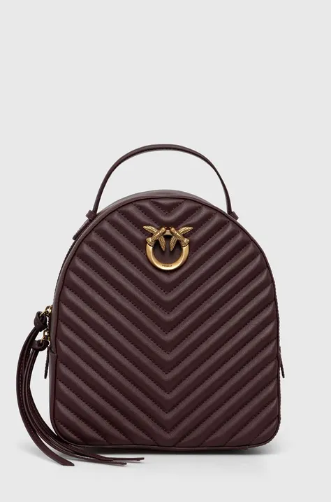 Кожаный рюкзак Pinko женский цвет коричневый маленький с аппликацией