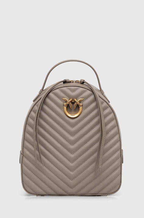 Usnjen nahrbtnik Pinko ženski, siva barva