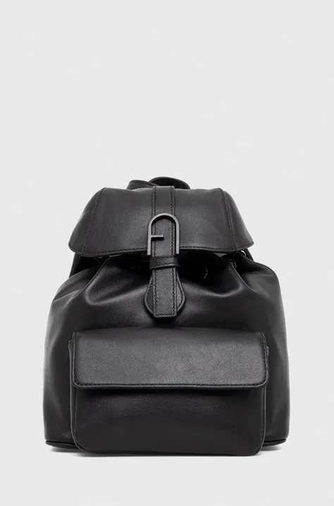 Kožni ruksak Furla za žene, boja: crna, mali, bez uzorka