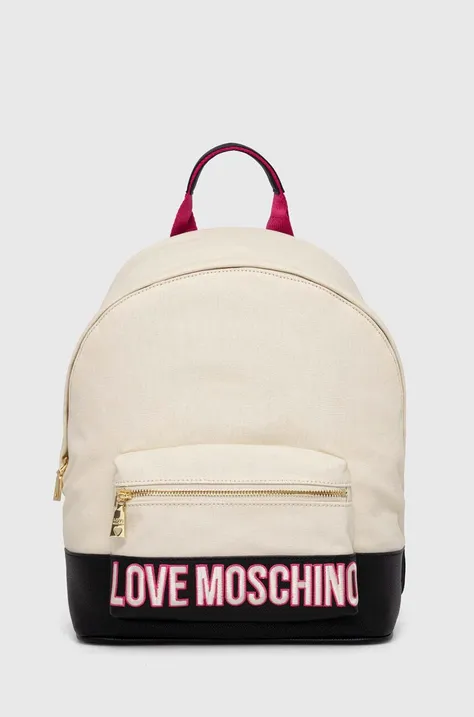 Love Moschino hátizsák bézs, női, nagy, nyomott mintás