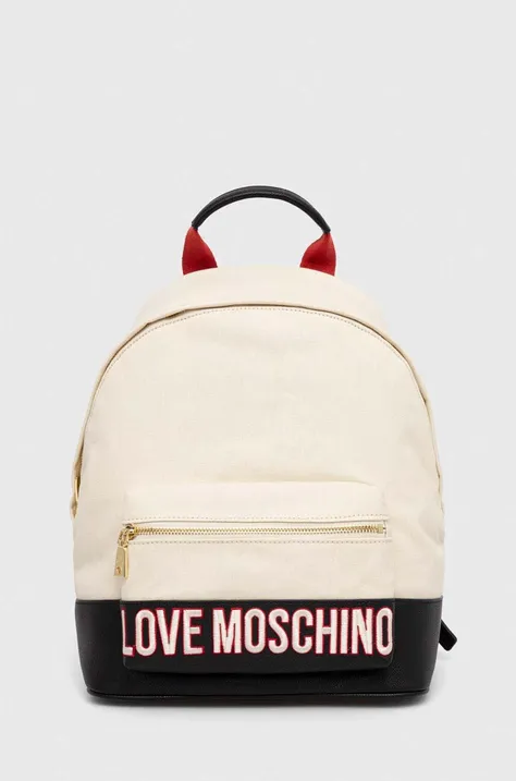 Раница Love Moschino в бежово голям размер с апликация