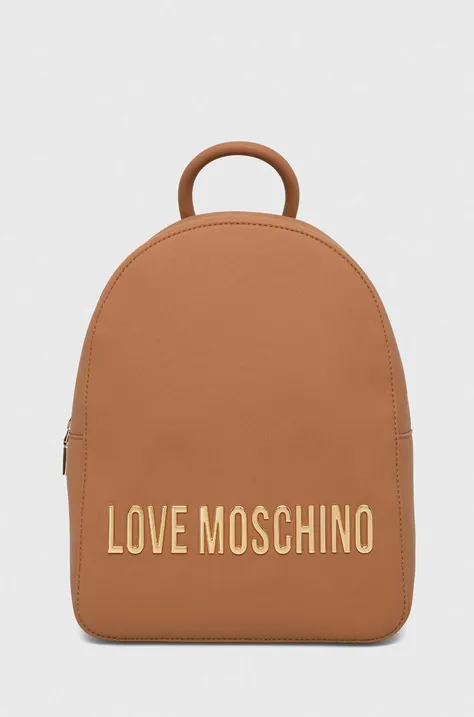 Ruksak Love Moschino za žene, boja: smeđa, mali, s aplikacijom
