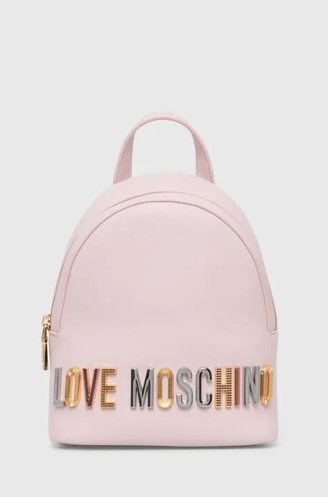 Ruksak Love Moschino dámsky, ružová farba, malý, s nášivkou