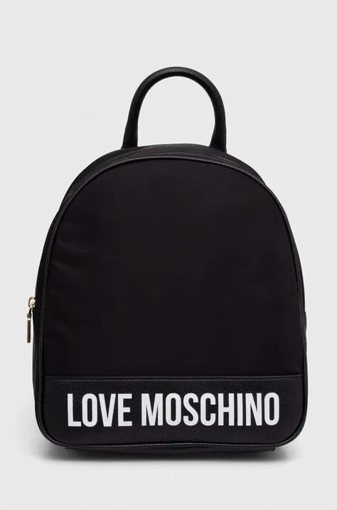 Love Moschino plecak damski kolor czarny mały z nadrukiem