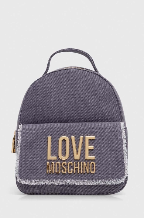 Pamučni ruksak Love Moschino boja: ljubičasta, mali, s aplikacijom