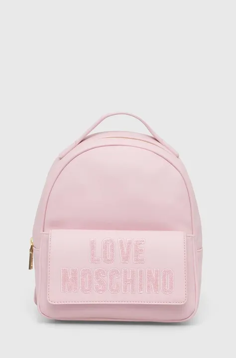 Ruksak Love Moschino za žene, boja: ružičasta, mali, s aplikacijom