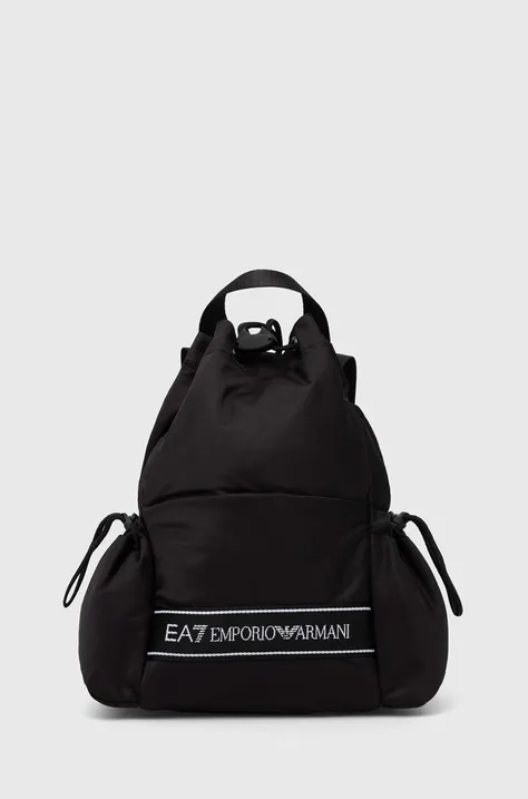 Ruksak EA7 Emporio Armani za žene, boja: crna, mali, s aplikacijom