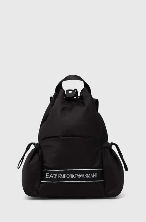 EA7 Emporio Armani rucsac femei, culoarea negru, mic, cu imprimeu