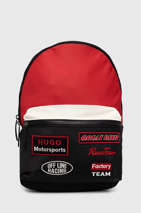 Рюкзак HUGO мужской цвет чёрный большой с аппликацией