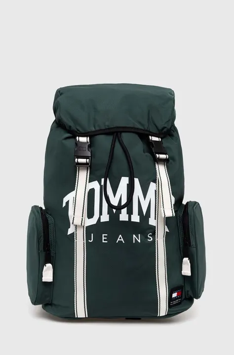 Ruksak Tommy Jeans pánsky, zelená farba, veľký, s potlačou, AM0AM12130