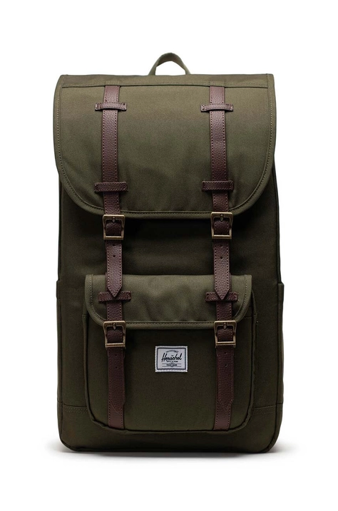 Herschel rucsac Little America culoarea verde, mare, neted