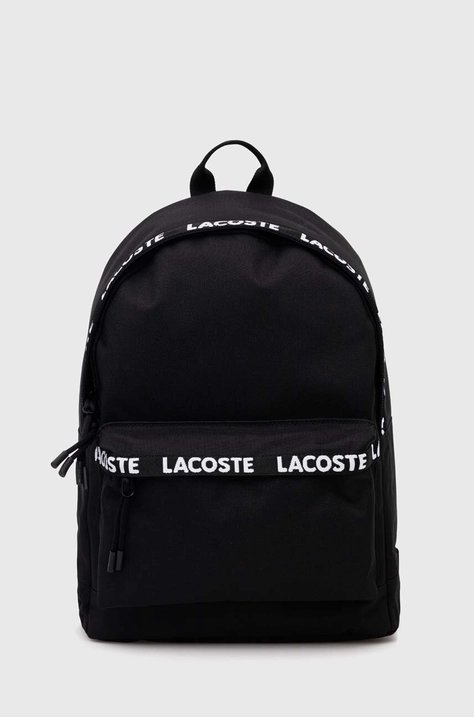 Lacoste plecak kolor czarny duży gładki