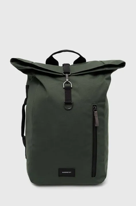 Sandqvist plecak Dante Vegan kolor zielony duży gładki SQA2398