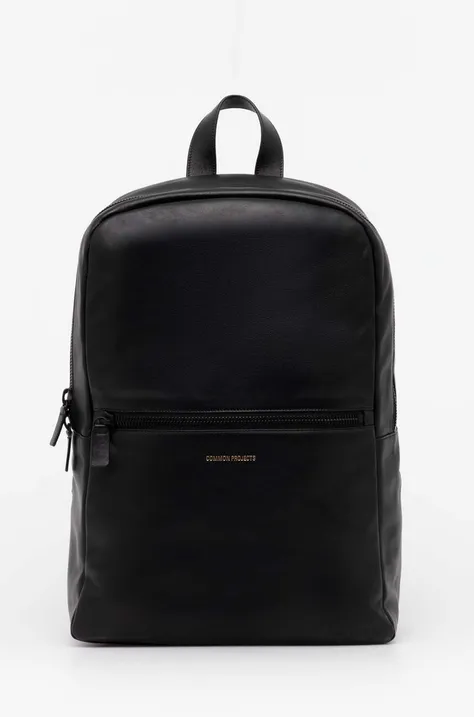 Кожена раница Common Projects Simple Backpack в черно голям размер с изчистен дизайн 9192