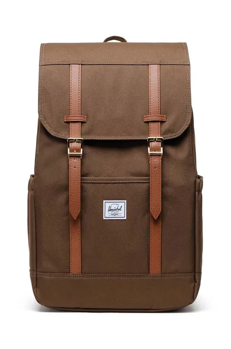 Herschel plecak Retreat Backpack kolor brązowy duży gładki