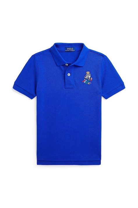 Polo Ralph Lauren polo bawełniane dziecięce kolor niebieski gładki