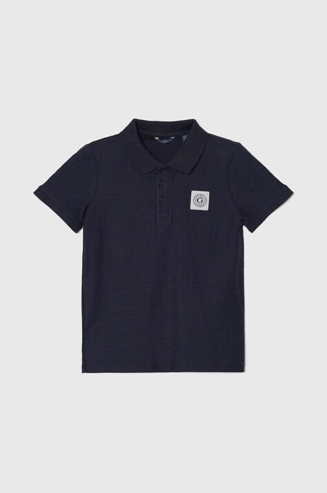 Guess tricouri polo din bumbac pentru copii culoarea albastru marin, neted