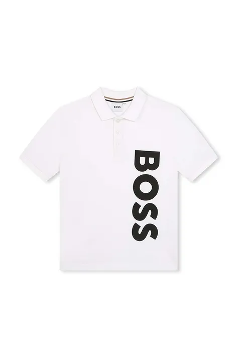 Pamučna polo majica BOSS boja: bijela, s tiskom