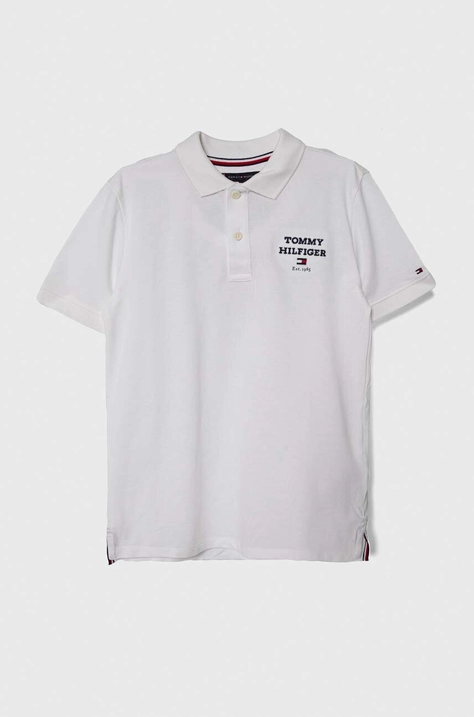 Tommy Hilfiger polo bawełniane dziecięce kolor biały z aplikacją