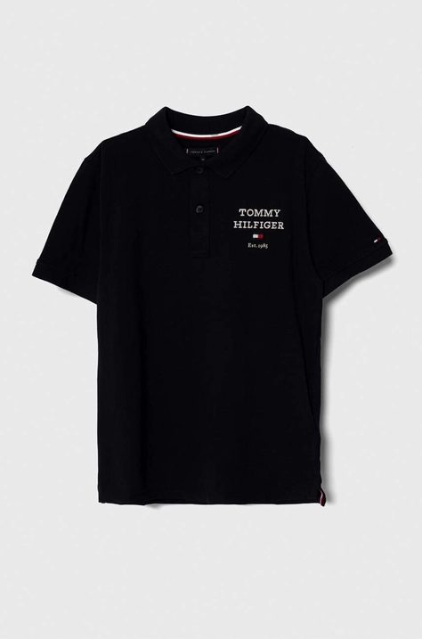 Tommy Hilfiger tricouri polo din bumbac pentru copii culoarea albastru marin, cu imprimeu