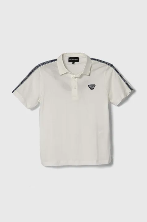 Pamučna polo majica Emporio Armani boja: bijela, s aplikacijom