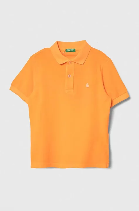 Detská bavlenná polokošeľa United Colors of Benetton oranžová farba, jednofarebný