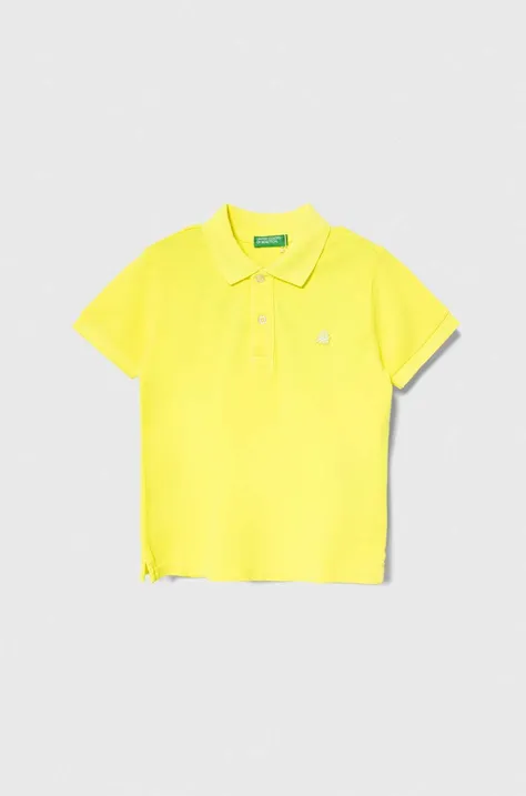 United Colors of Benetton tricouri polo din bumbac pentru copii culoarea galben, cu imprimeu