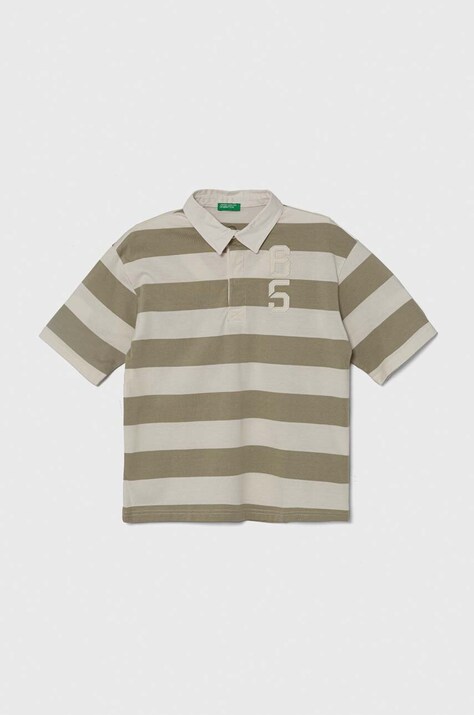 Pamučna polo majica United Colors of Benetton boja: siva, s uzorkom