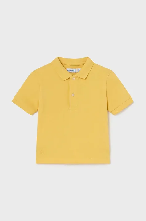 Mayoral tricouri polo din bumbac pentru bebeluși culoarea galben, neted