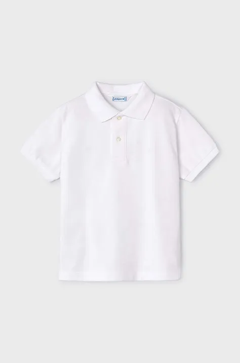 Παιδικά βαμβακερά μπλουζάκια πόλο Mayoral χρώμα: άσπρο