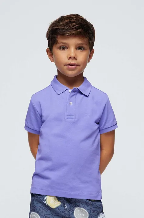 Детское хлопковое поло Mayoral цвет фиолетовый однотонный