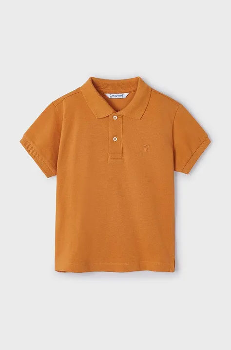 Детска памучна тениска с яка Mayoral в оранжево с изчистен дизайн