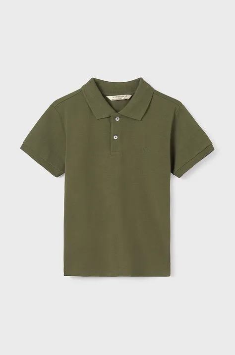 Pamučna polo majica Mayoral boja: zelena, bez uzorka