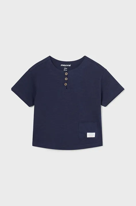 Pamučna polo majica za bebe Mayoral boja: tamno plava, bez uzorka
