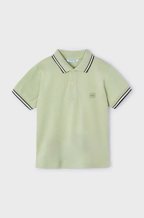 Detské polo tričko Mayoral zelená farba, jednofarebný