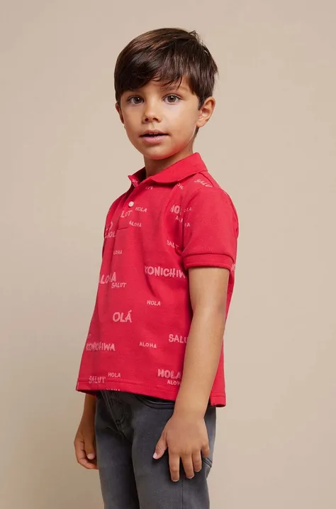 Detské polo tričko Mayoral červená farba, vzorovaný