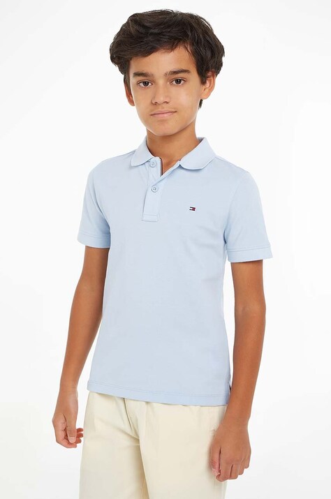 Tommy Hilfiger polo bawełniane dziecięce kolor niebieski gładki