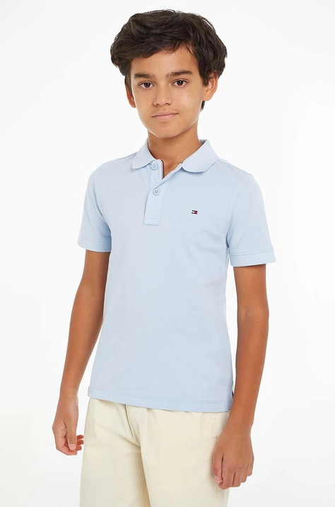 Tommy Hilfiger polo bawełniane dziecięce kolor niebieski gładki