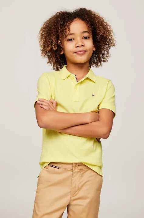 Παιδικά βαμβακερά μπλουζάκια πόλο Tommy Hilfiger χρώμα: κίτρινο