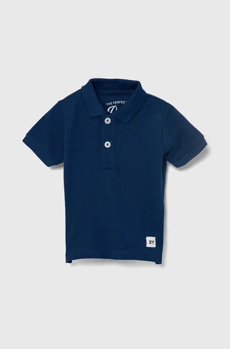 Дитяча бавовняна футболка поло zippy колір синій однотонний