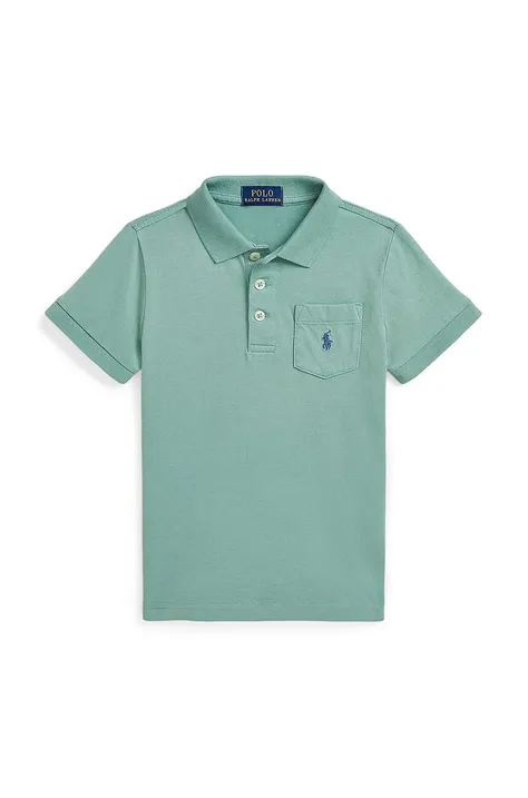 Polo Ralph Lauren tricouri polo din bumbac pentru copii culoarea verde, neted, 322942065002