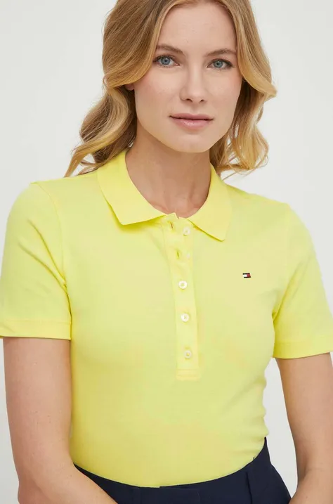 Polo majica Tommy Hilfiger za žene, boja: žuta, WW0WW37823