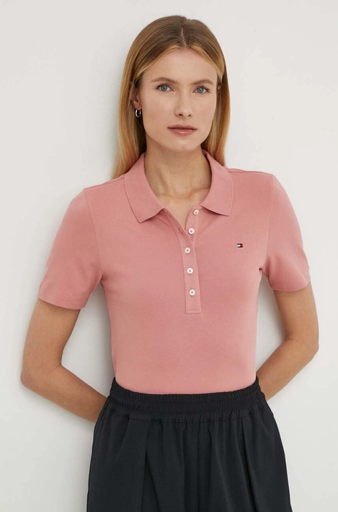 Polo tričko Tommy Hilfiger dámsky,ružová farba,WW0WW37823