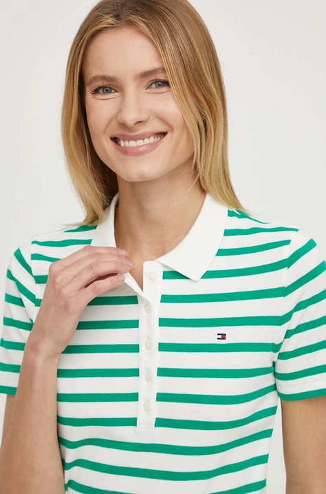 Polo majica Tommy Hilfiger za žene, boja: zelena